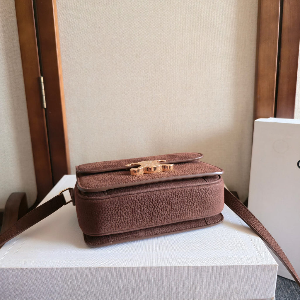 Celine TEEN TRIOMPHE Dark Brown Calfskin Handbag 276185
