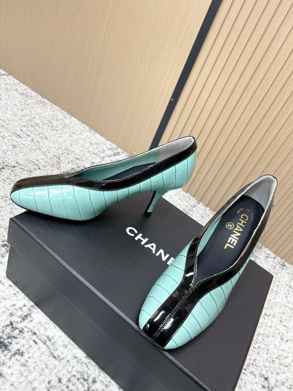 Chanel 26 Closed-Toe Slingback Mint Green in Cowhide 591408