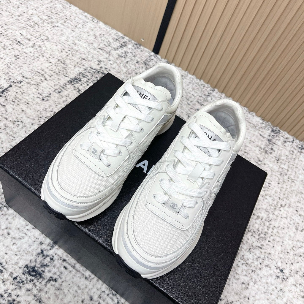 Chanel 26SS New Casual White Sneakers in Cowhide with Mesh Cloth 591414