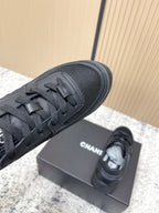 Chanel 26SS New Casual Black Sneakers in Cowhide with Mesh Cloth 591413