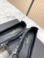 Chanel 26SS Ballet Flats Shoes Black in Lambskin with Fabric 591397