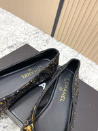 Chanel Coco Mark Ballet Flat Black with Gold in Lambskin 591379