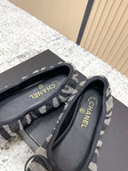Chanel 26 Tiger Print Gray Black Ballet Flat in Sheepskin Wool 591375