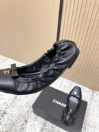 Chanel 26 Ruffle Black Ballet Flats in Lambskin 591373
