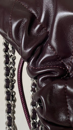CC 24A Mini Hobo Bag 20cm Molten Dark Chocolate and Burgundy Lambskin SHW