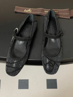 Hermes 26 Light Ballet Flat Metallic Black in Suede 594341