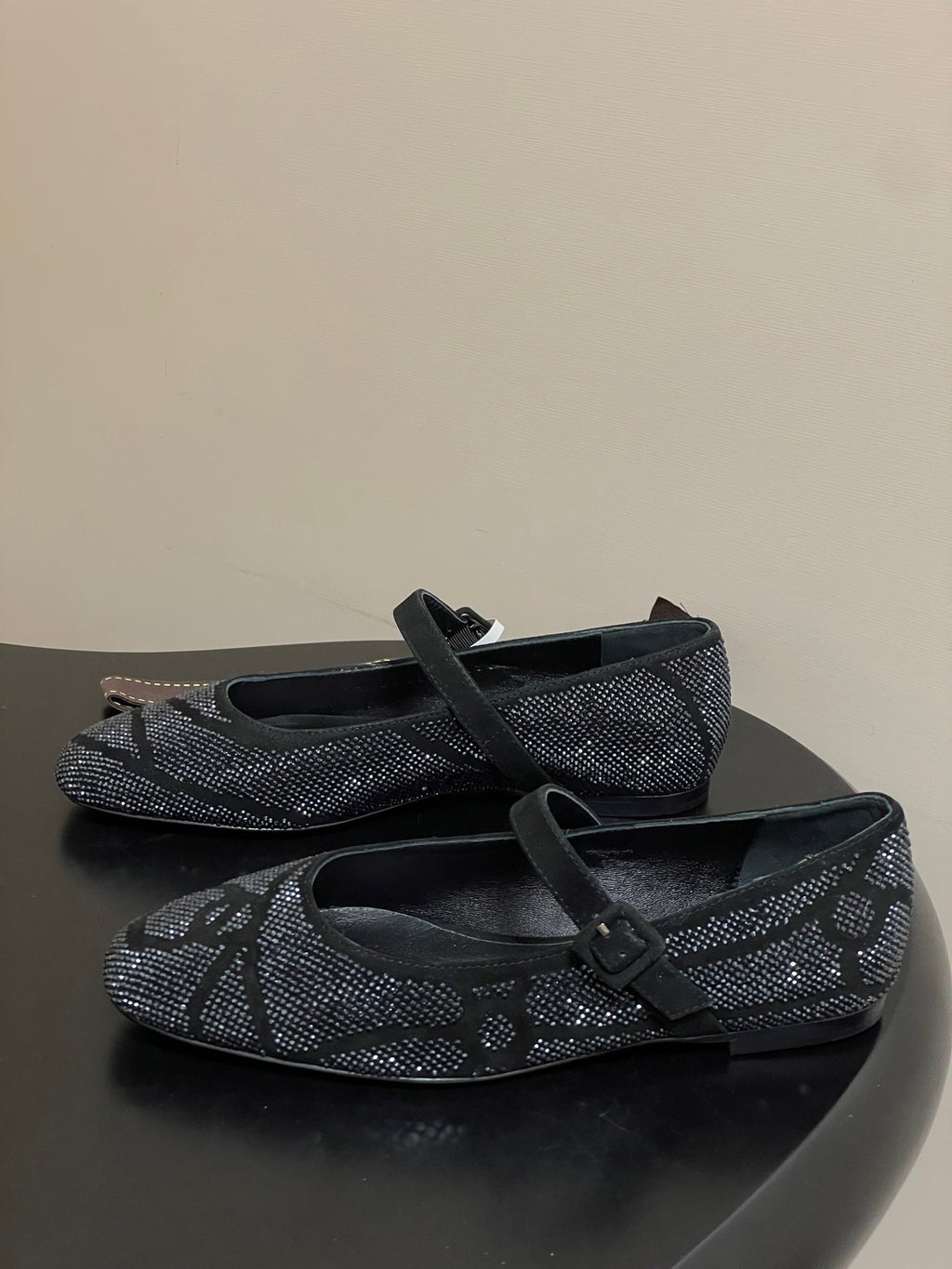 Hermes 26 Light Ballet Flat Metallic Black in Suede 594341