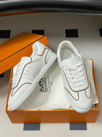Hermes 26 Match Sneakers White Brown in Calfskin 594339