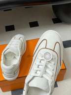 Hermes 26 Match Sneakers White Brown in Calfskin 594339