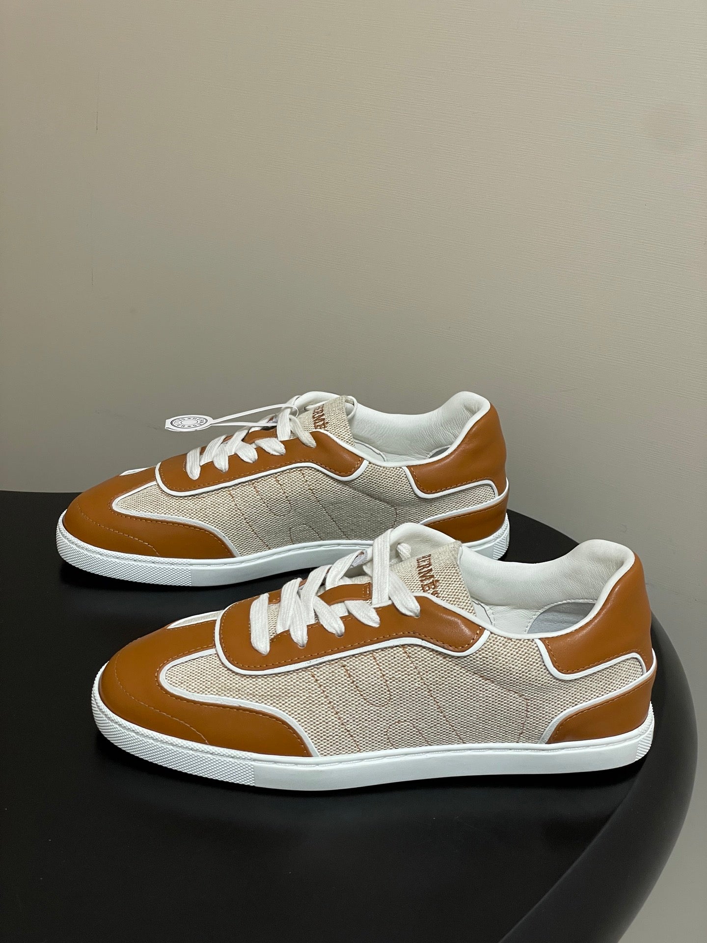 Hermes 26 Match Sneakers Brown Beige in Calfskin 594337