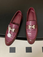 HM Paris Loafers Burgundy in Calfskin 594333