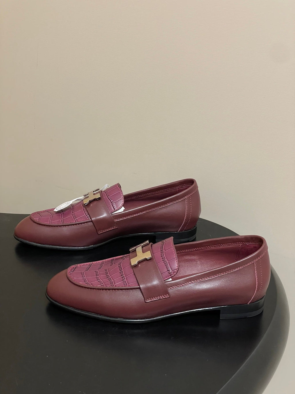 HM Paris Loafers Burgundy in Calfskin 594333