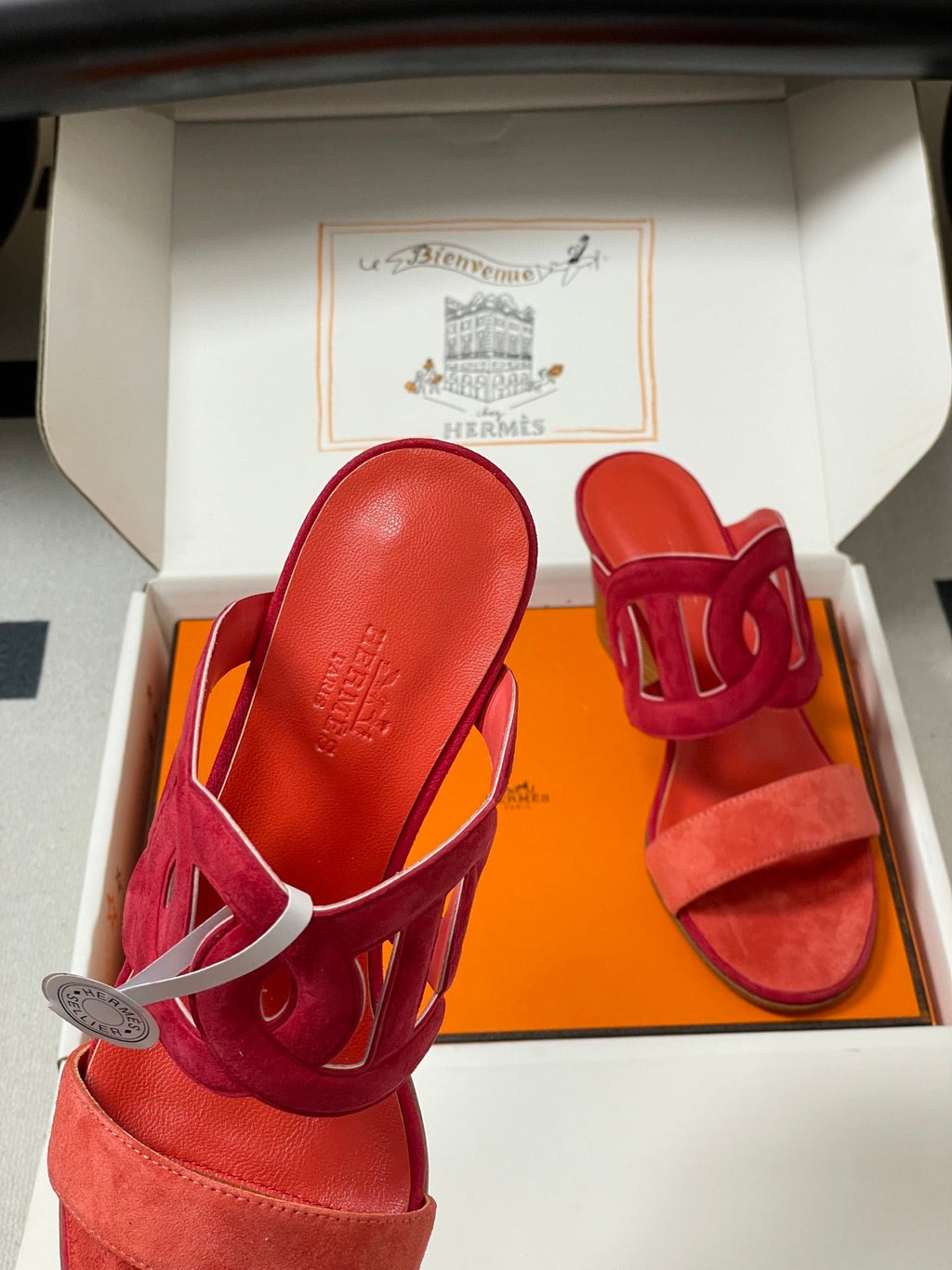 HM Lipari 70 Chunky Heeled Sandal Series Red in Suede 594330