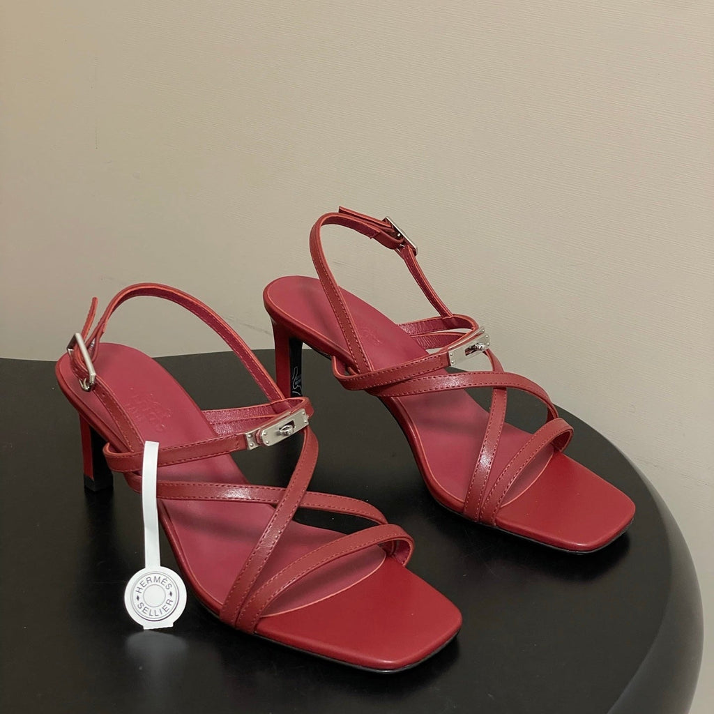 HM M  Sandal 70 Burgundy in Calfskin 593815