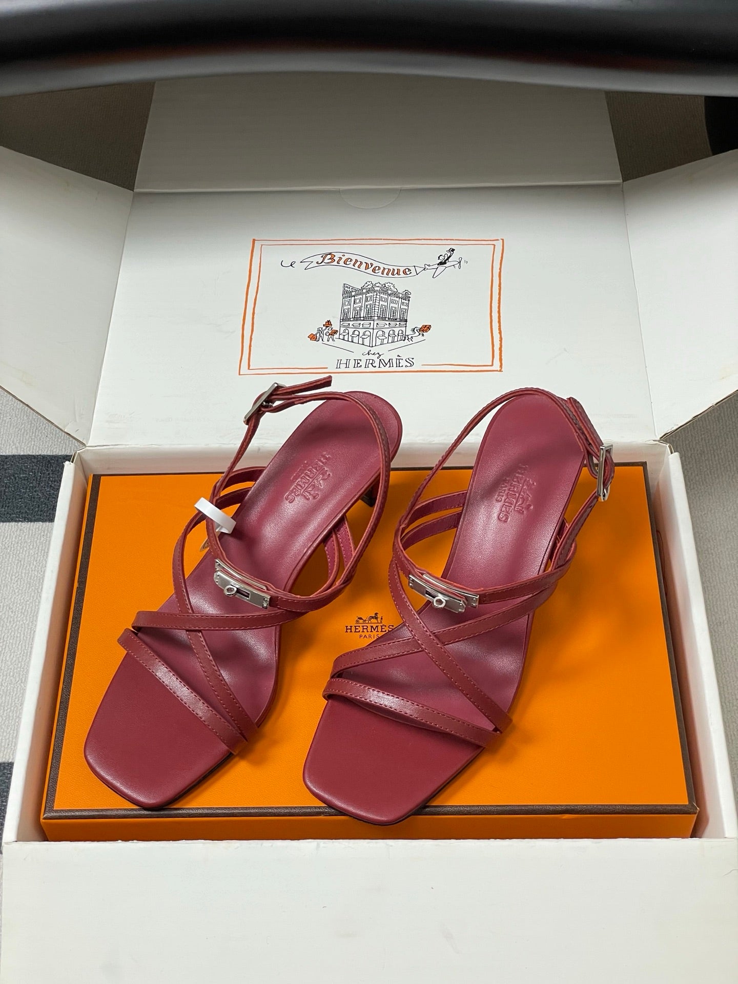 HM M  Sandal 70 Burgundy in Calfskin 593815