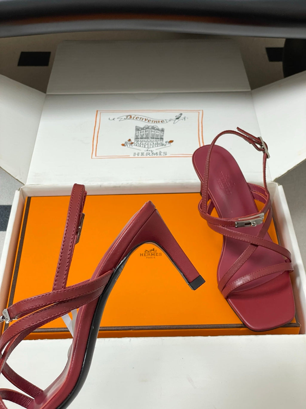 HM M  Sandal 70 Burgundy in Calfskin 593815
