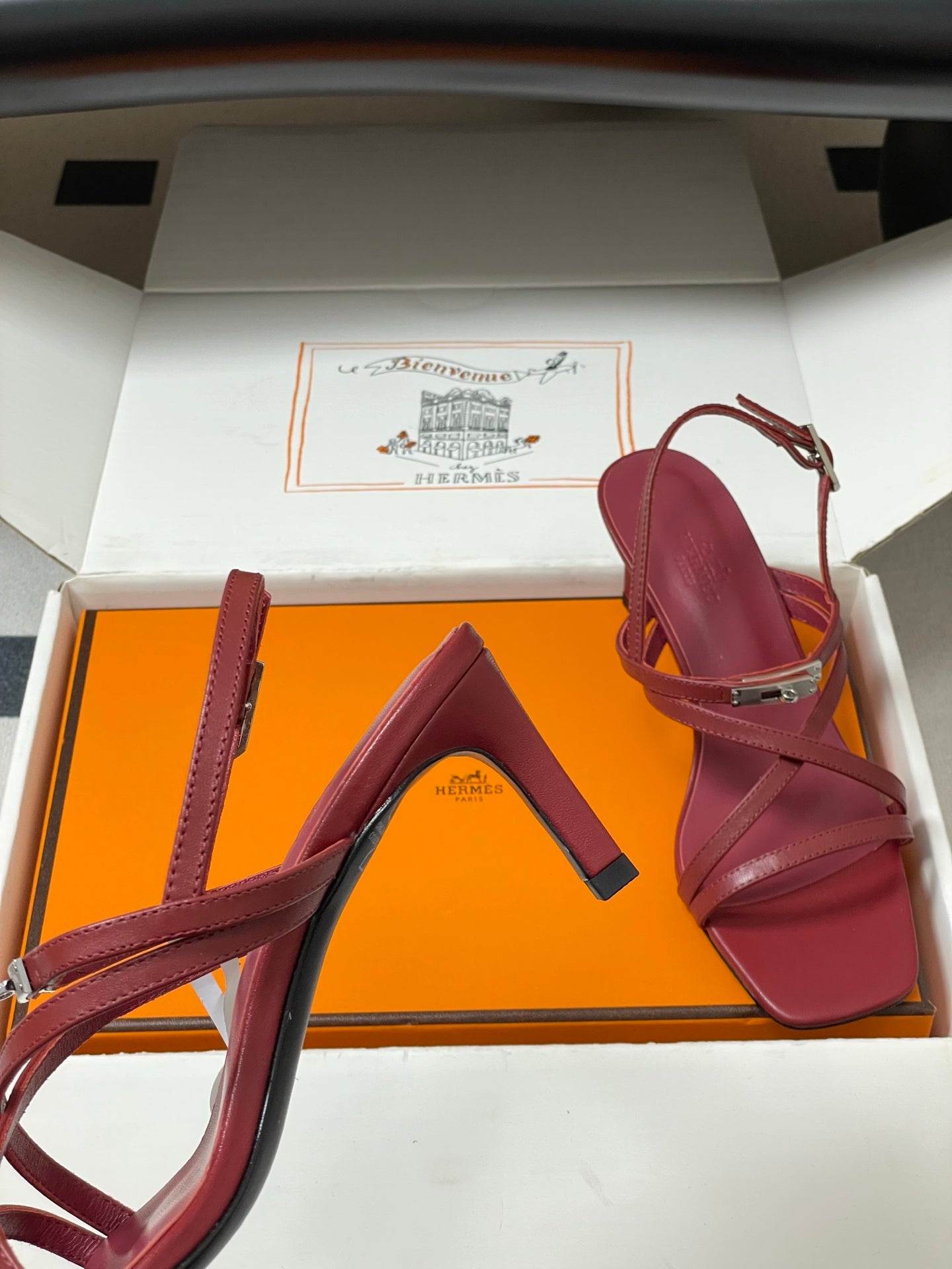 HM M  Sandal 70 Burgundy in Calfskin 593815