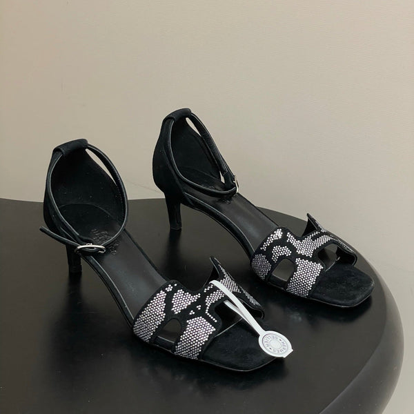 HM Joy Sandal 40 Black Gray in Suede 593810