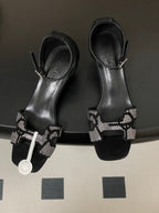 HM Joy Sandal 40 Black Gray in Suede 593810