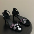HM Joy Sandal 40 Black Pink in Suede 593808