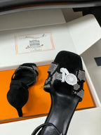 HM Joy Sandal 70 Black Gray in Suede 593807