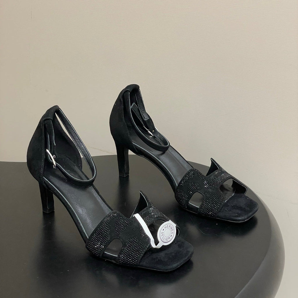 HM Joy Sandal 70 Black in Suede 593806