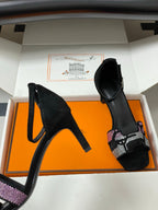 HM Joy Sandal 70 Black Pink in Suede 593805
