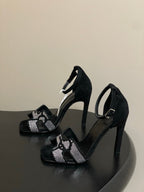 HM Joy Sandal 100 Black Gray in Suede 593804