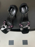 HM Joy Sandal 100 Black Pink in Suede 593802