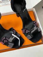 HM Joy Sandal 100 Black Pink in Suede 593802