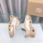 Loewe x on Angpao Couple Running Sneakers Light Brown White Nylon Calfskin 597425