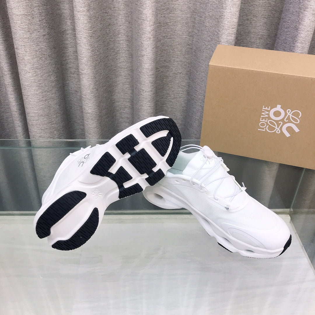 Loewe x on Angpao Couple Running Sneakers White Nylon Calfskin 597424