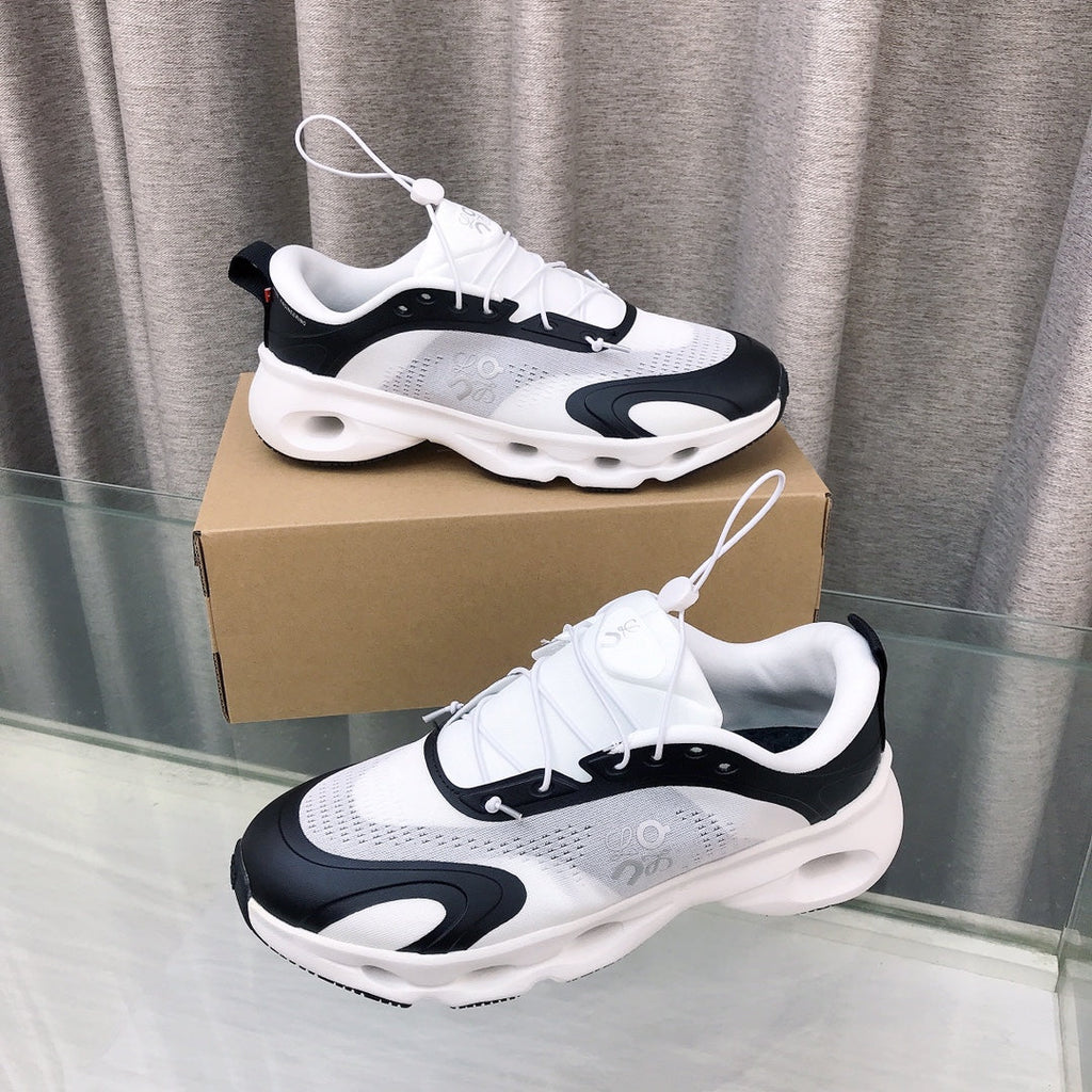 Loewe x on Angpao Couple Running Sneakers White Black Nylon Calfskin 597423