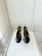 Chanel 26 Camellia High Heels 35 Dark Brown Black in Patent Leather 597416
