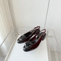 Chanel 26 Camellia High Heels 35 Dark Brown Black in Patent Leather 597416