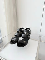 Chanel 26 Turnlock 40 Black Sandal Heels in Lambskin 597403