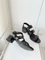 Chanel 26 Turnlock 40 Black Sandal Heels in Lambskin 597403