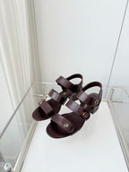 Chanel 26 Turnlock 40 Burgundy Sandal Heels in Lambskin 597400