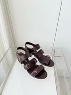 Chanel 26 Turnlock 40 Burgundy Sandal Heels in Lambskin 597400