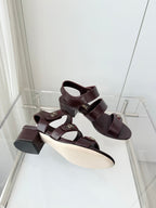 Chanel 26 Turnlock 40 Burgundy Sandal Heels in Lambskin 597400