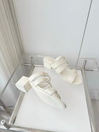 Chanel 26 Turnlock 40 White Sandal Mule in Lambskin 597399