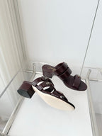 Chanel 26 Turnlock 40 Burgundy Sandal Mule in Lambskin 597397