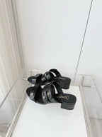 Chanel 26 Turnlock 40 Black Sandal Mule in Lambskin 597396