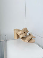 Chanel 26 Turnlock 85 Beige Sandal Mule in Lambskin 597394