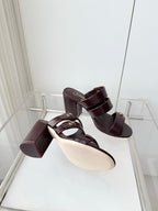 Chanel 26 Turnlock 85 Burgundy Sandal Mule in Lambskin 597393