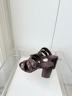 Chanel 26 Turnlock 85 Burgundy Sandal Mule in Lambskin 597393