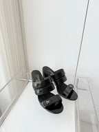 Chanel 26 Turnlock 85 Black Sandal Mule in Lambskin 597392