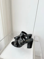 Chanel 26 Turnlock 85 Black Sandal Mule in Lambskin 597392