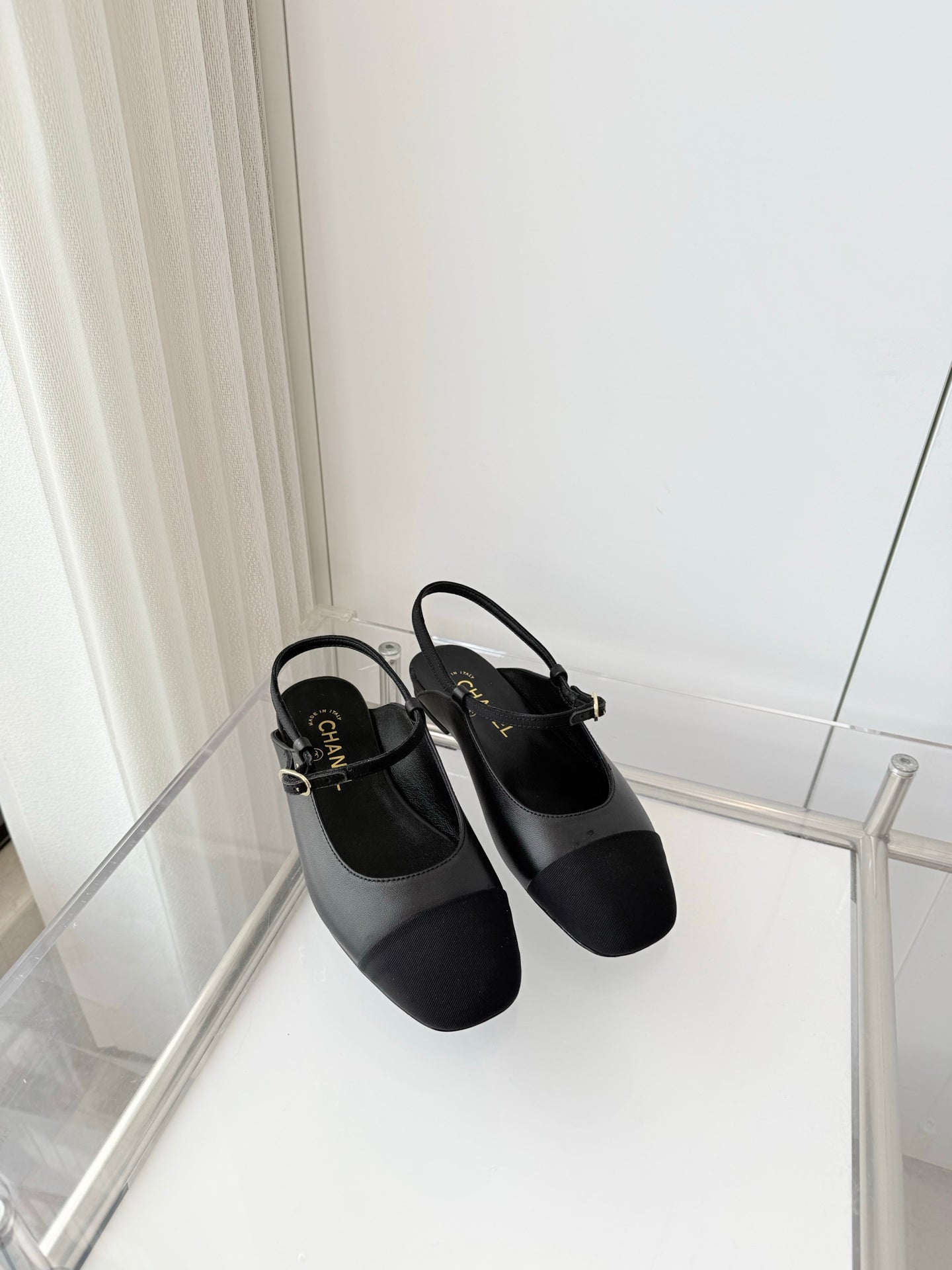 Chanel 26 Slingback Flats Black in Lambskin 597391