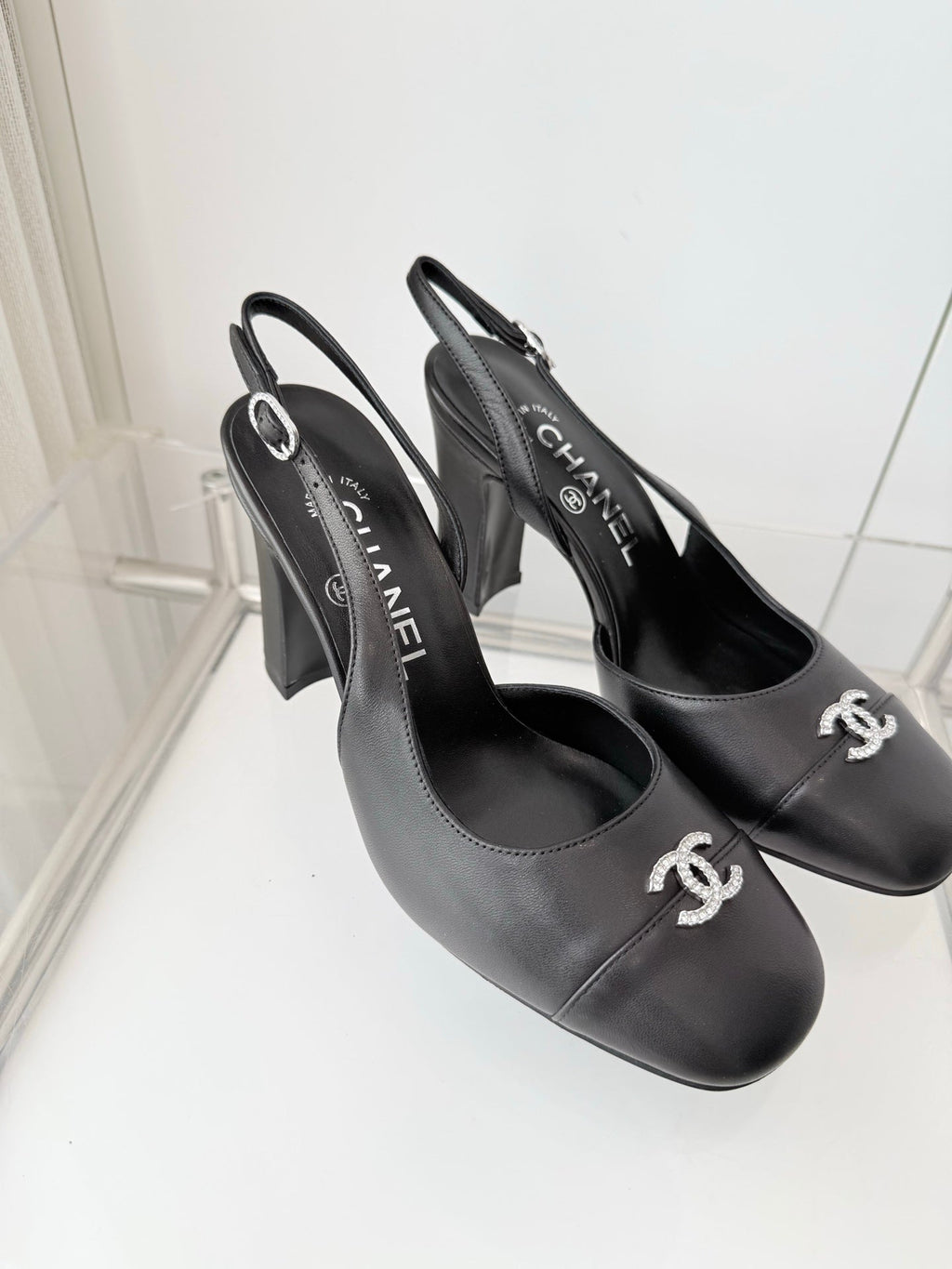 Chanel 26 High Heels Black 90 in Lambskin 597388